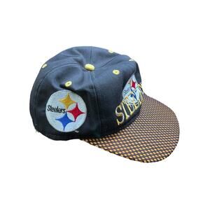 Pittsburgh Steelers Cap Embroidered #1 Apparel Snapback Hat Black Gold Vtg 90’s